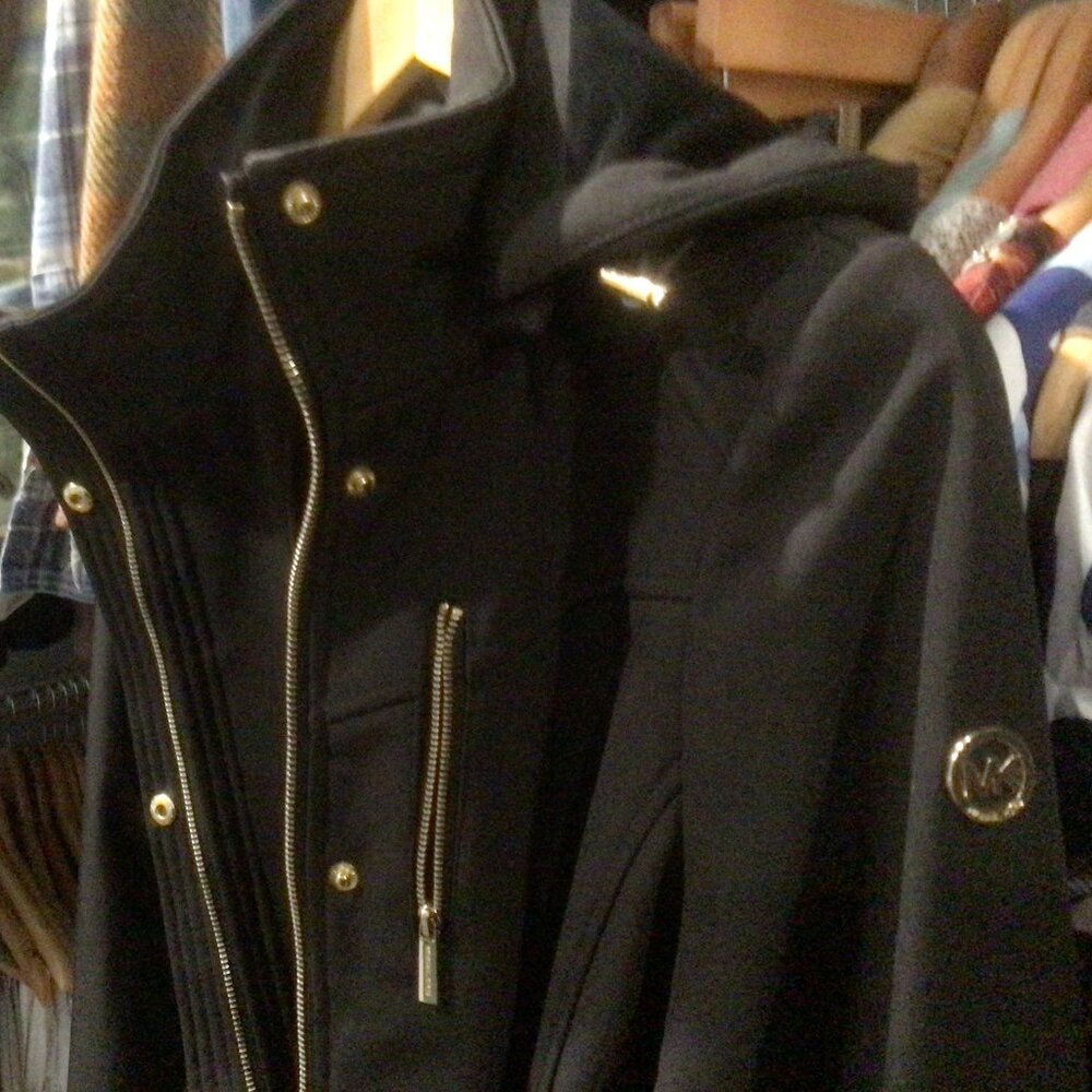Michael Kors Hooded Lined Black Raincoat - Picture 4 of 5